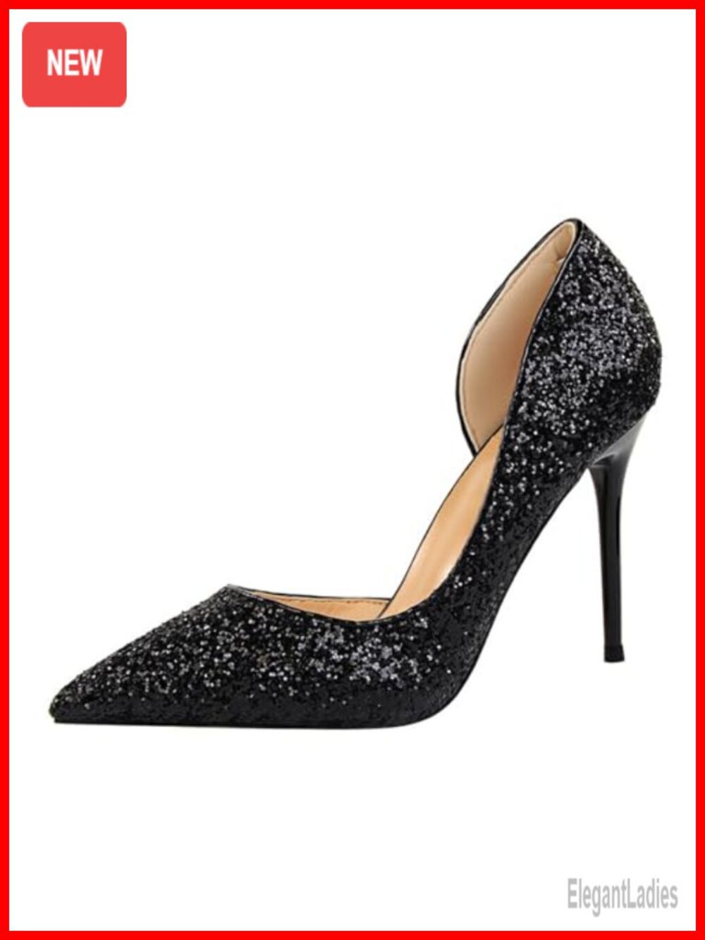 Sparkly Glitter Stiletto Heels Closed Toe Pumps for Weddings & Parties